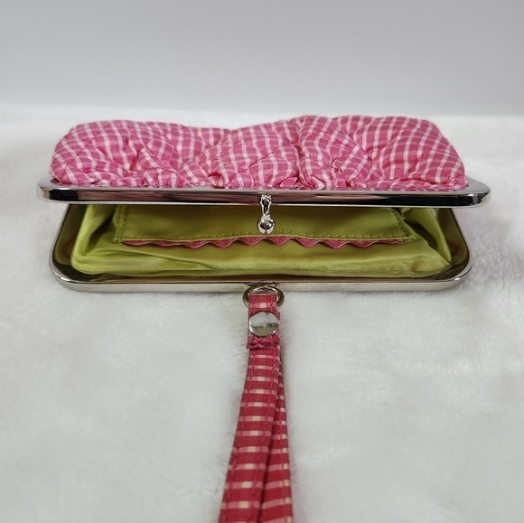Vera Bradley Limited Edition Pink White Gingham Silk Collection Clutch Wristlet - Picture 6 of 14